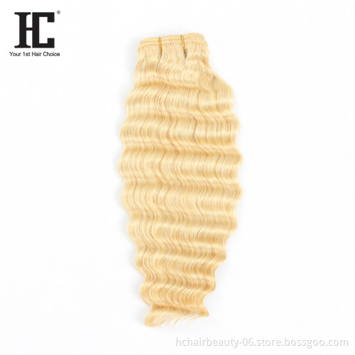 613 Blonde Virgin Hair Vendors Raw Indian Hair Unprocessed Virgin Hair New Style Deep Wave Bundles With Closure